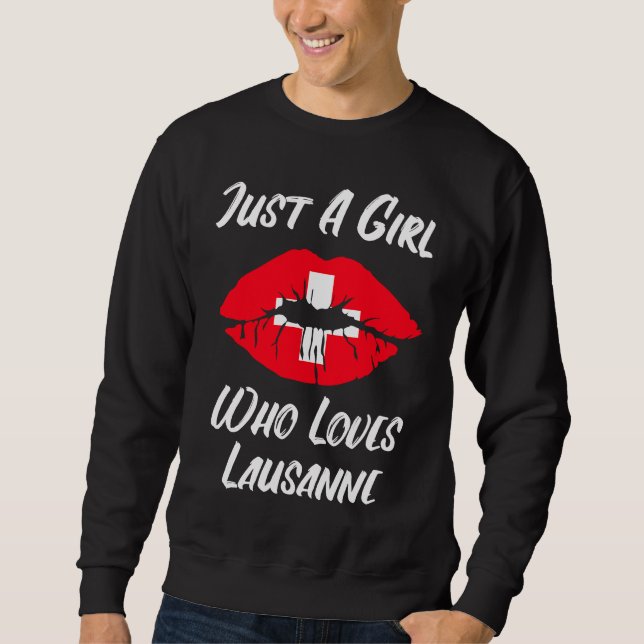 Sweatshirt Lausanne Lips Mouth Love Switzerland Flag (Devant)
