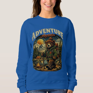 Sweatshirt L'aventure Attend Ourson Randonnée Camping Hoodie