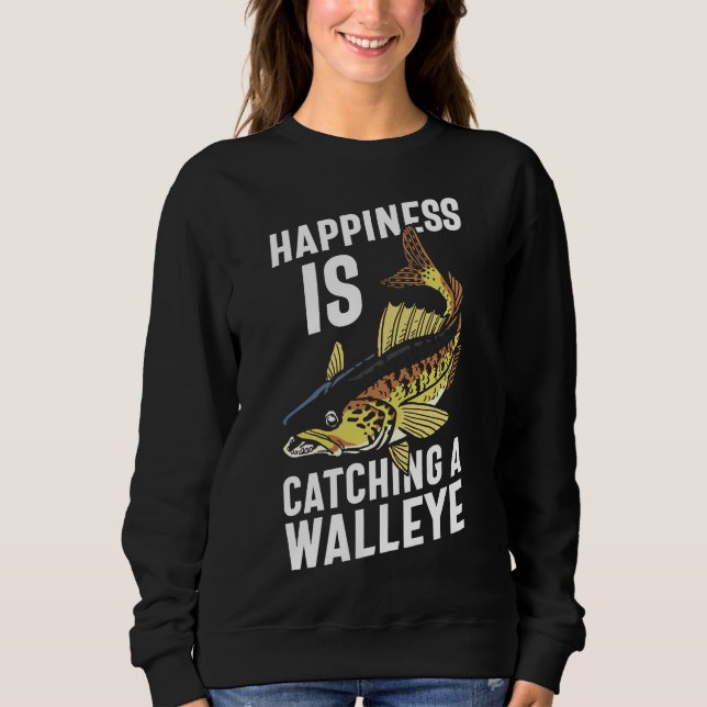 Sweatshirt Le Bonheur De La Citation De Pêche Atteint Un Wall (Devant)