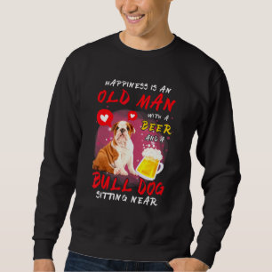 Sweatshirt Le Bonheur Est Le Vieux Homme Avec Bière Bull Chie