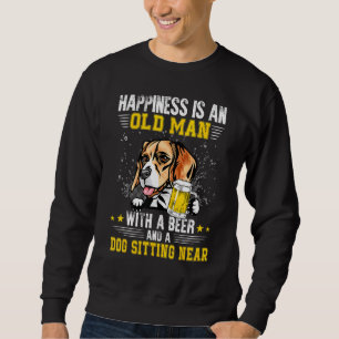 Sweatshirt Le Bonheur Est Un Vieux Homme Avec Une Bière Et Un