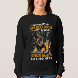 Sweatshirt Le Bonheur Est Un Vieux Homme Avec Une Bière Et Un
