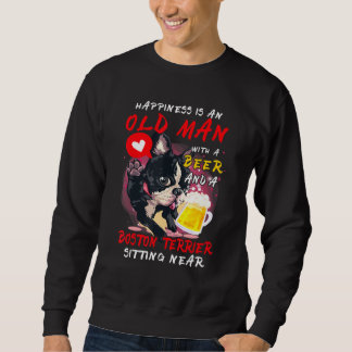 Sweatshirt Le Bonheur Est Vieux Homme Avec Bière Boston Terri