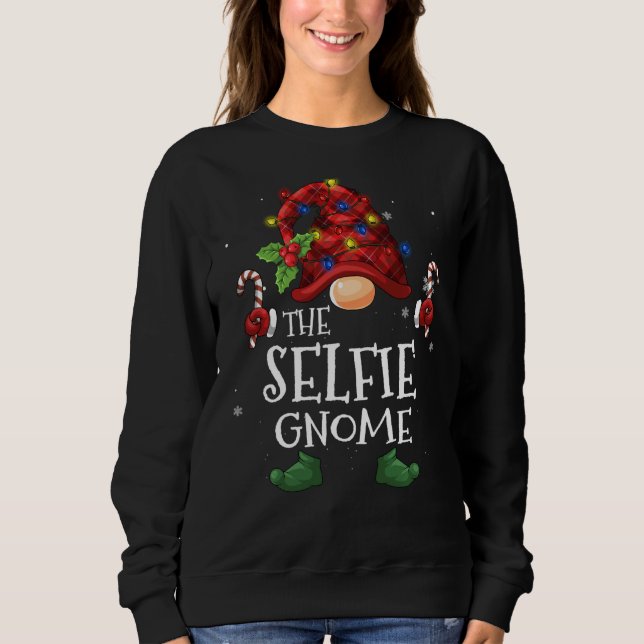 Sweatshirt Le Buffle Selfie Gnome Plaid Christmas Tree Ligh (Devant)