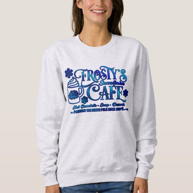 Sweatshirt Le café des flocons de neige de Frosty de Noël (Devant)