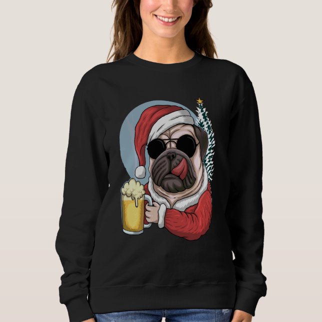 Sweatshirt Le Carlin Santa Hat Est Mon Esprit Animal (Devant)