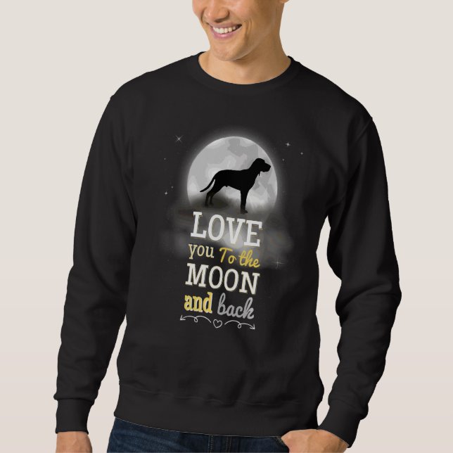 Sweatshirt Le Chien Coonhound Rouge Aimer À La Lune (Devant)
