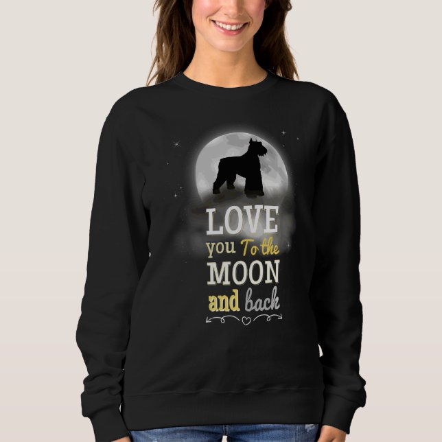 Sweatshirt Le Chien Schnauzer Géant Aimer À La Lune (Devant)