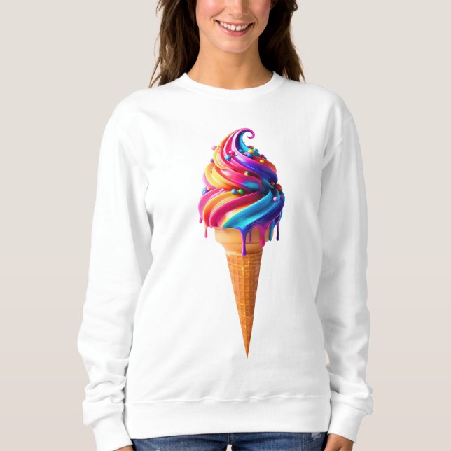 Sweatshirt Le cône de glace classique vibrant de SlipperyJoe' (Devant)