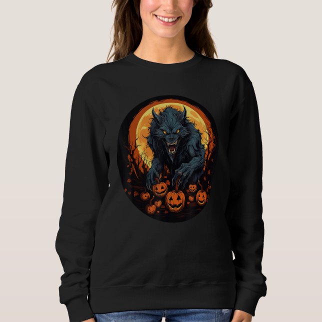 Sweatshirt Le costume de loup-garou et de Citrouille pour hom (Devant)