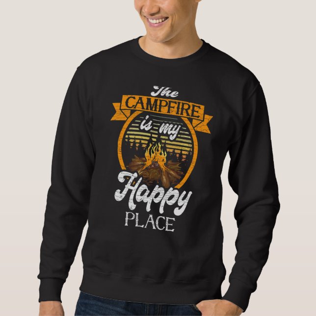 Sweatshirt Le Feu De Camping Est Mon Endroit Heureux Camping  (Devant)
