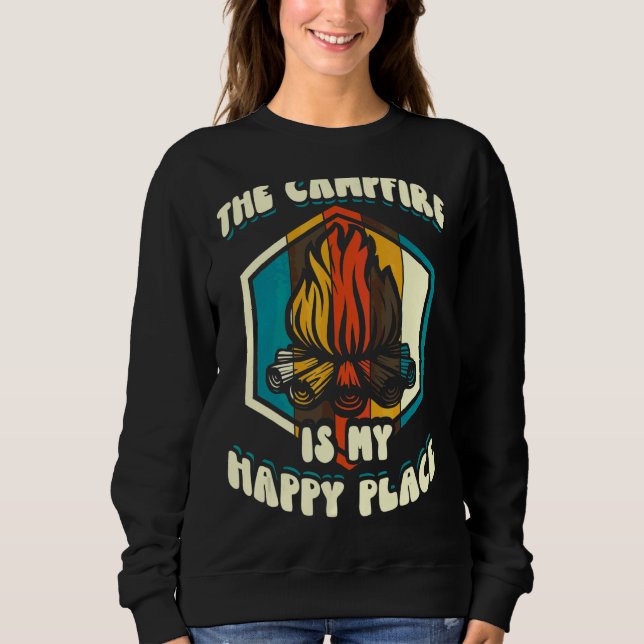 Sweatshirt Le Feu De Camping Est Mon Endroit Heureux Camping  (Devant)