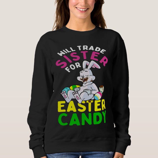 Sweatshirt Le Lapin Mange Des Oeufs De Chocolat Vont Échanger (Devant)