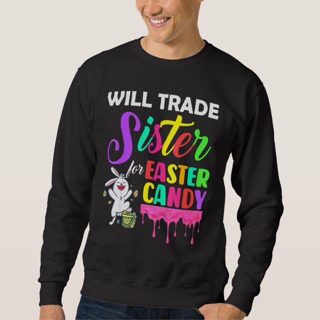 Sweatshirt Le Lapin Mange Des Oeufs De Chocolat Vont Échanger (Devant)