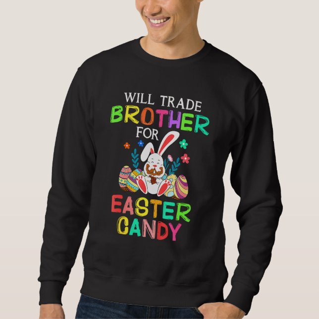 Sweatshirt Le Lapin Mange Des Oeufs De Chocolat Vont Échanger (Devant)