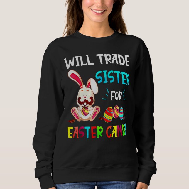 Sweatshirt Le Lapin Mange Des Oeufs De Chocolat Vont Échanger (Devant)