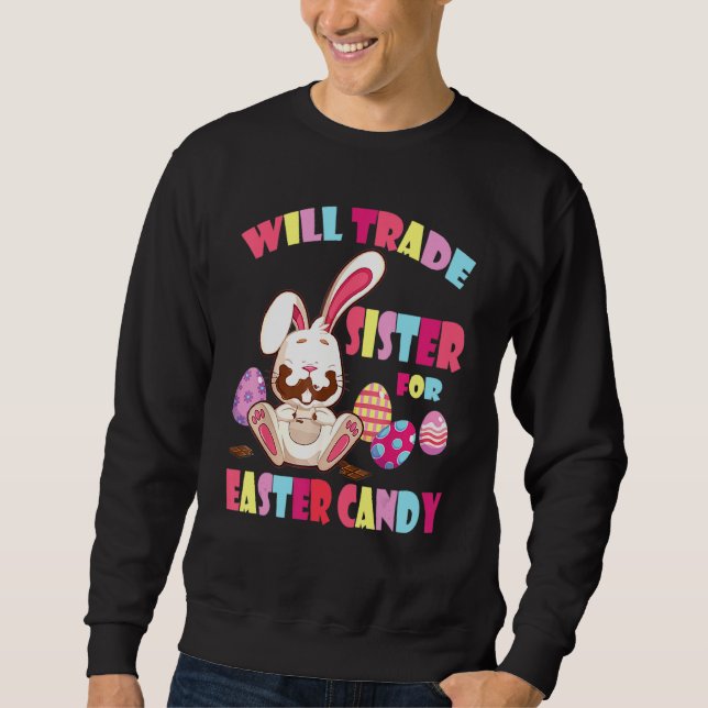 Sweatshirt Le Lapin Mange Des Oeufs De Chocolat Vont Échanger (Devant)