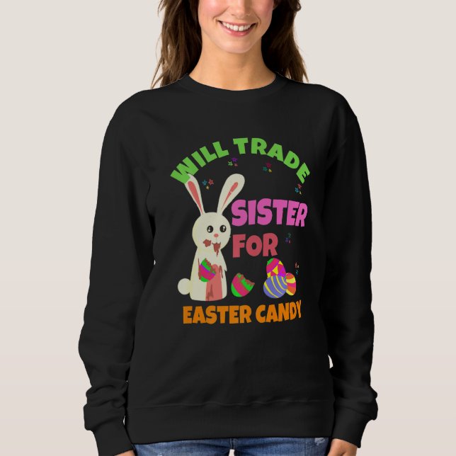 Sweatshirt Le Lapin Mange Des Oeufs De Chocolat Vont Échanger (Devant)