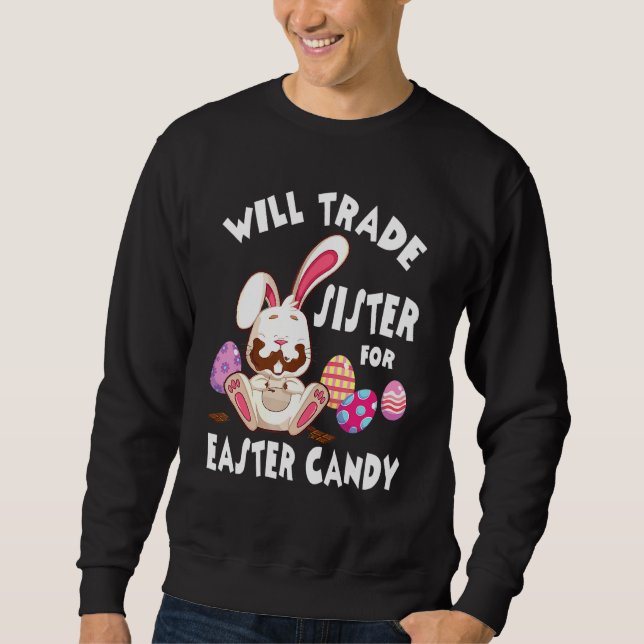 Sweatshirt Le Lapin Mange Des Oeufs De Chocolat Vont Échanger (Devant)