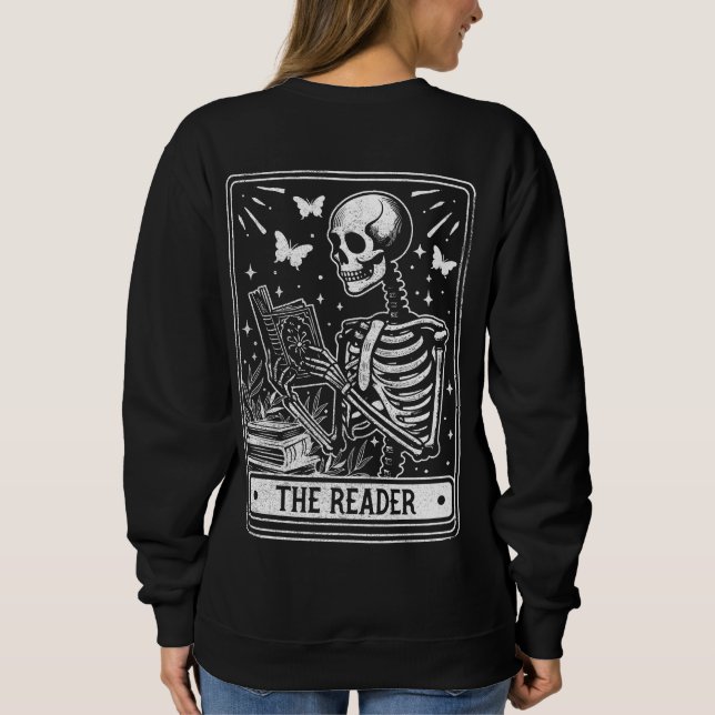 Sweatshirt Le lecteur Skeleton Lecture Bolover Halloween (Dos)