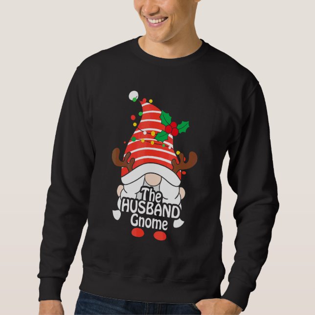 Sweatshirt Le mari gnome Santa carreau assorti de Noël   (Devant)