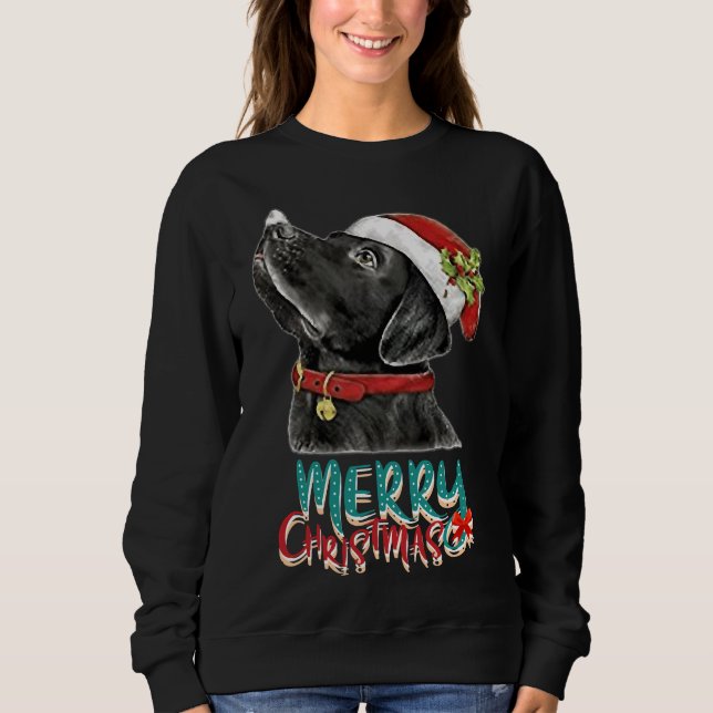 Sweatshirt Le Meilleur Labrador Noir Pour Noël (Devant)