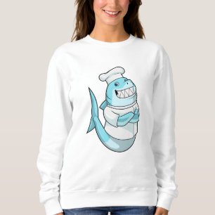 Sweatshirt Le requin comme chef avec tablier de Cuisine