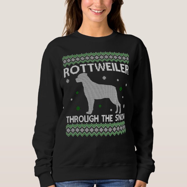 Sweatshirt Le Rottweiler de Noël à travers la neige (Devant)