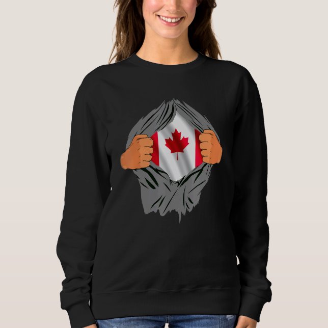 Sweatshirt Le Sang Canadien En Moi Maple Leaf Canada Drapeau  (Devant)
