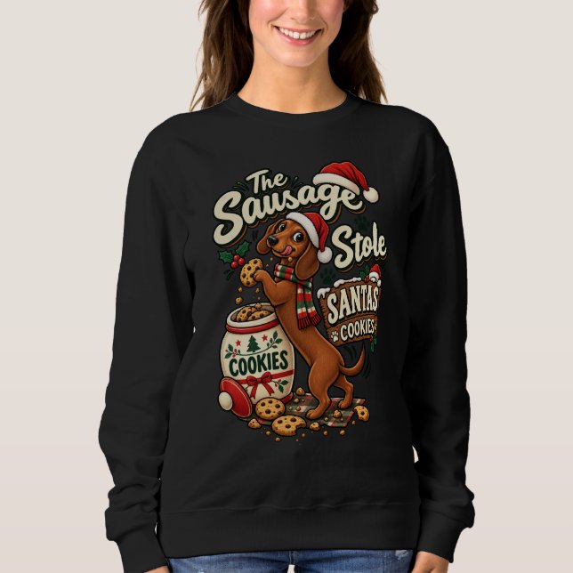 Sweatshirt Le saucisson a volé les cookies du Père Noël Dachs (Devant)