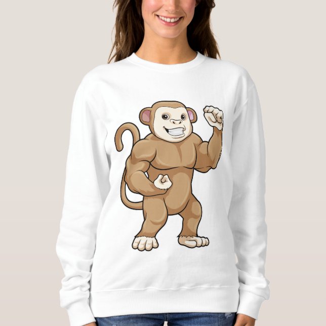 Sweatshirt Le singe comme culturiste au Bodybuilding (Devant)