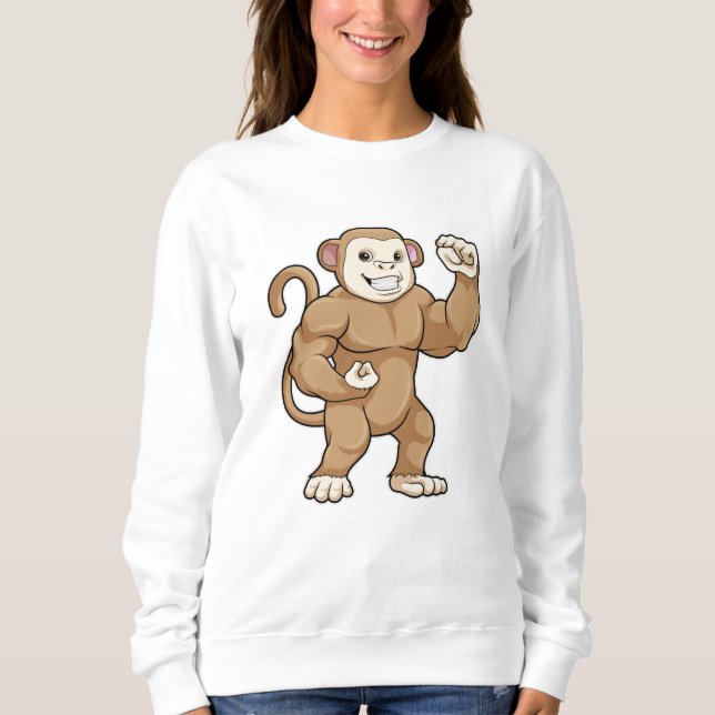 Sweatshirt Le singe comme culturiste au Bodybuilding (Devant)