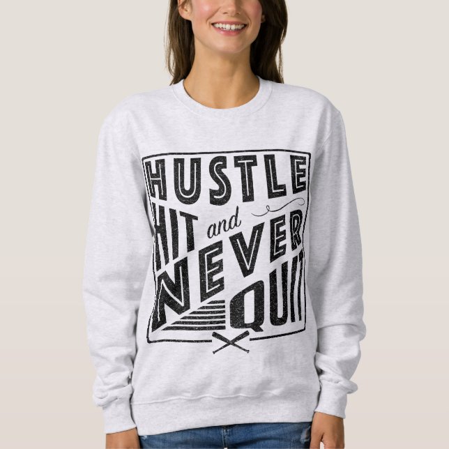 Sweatshirt Le softball de baseball frappe et ne cesse jamais (Devant)