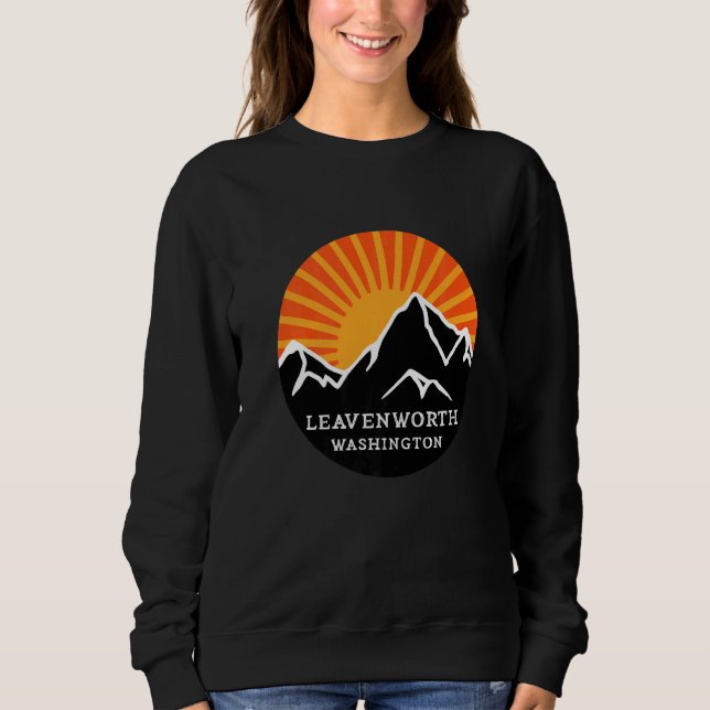 Sweatshirt Leavenworth Washington Retro Sunset Mountains Vint (Devant)
