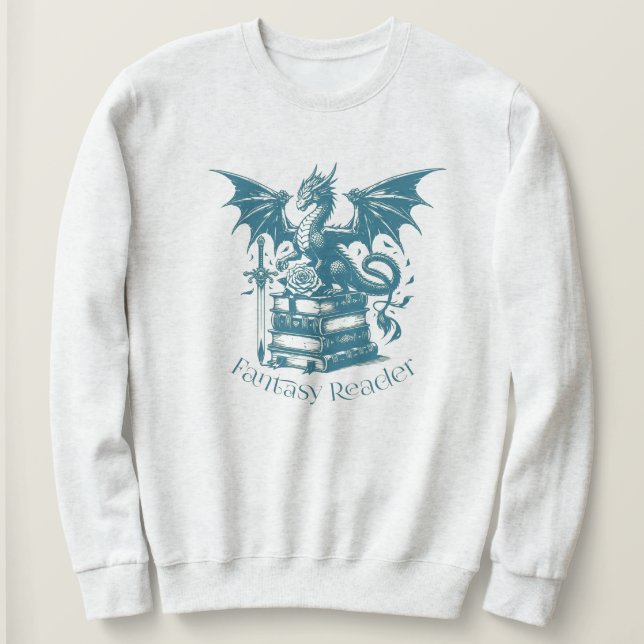 Sweatshirt Lecteur d'Imaginaire Dragon and Books (Design devant)