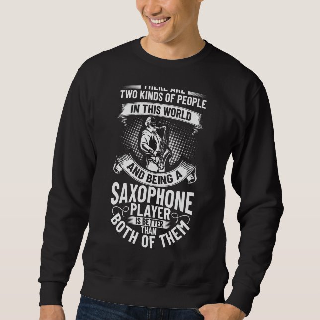 Sweatshirt Lecteur d'instrument de musique Saxophone Jazz Mus (Devant)