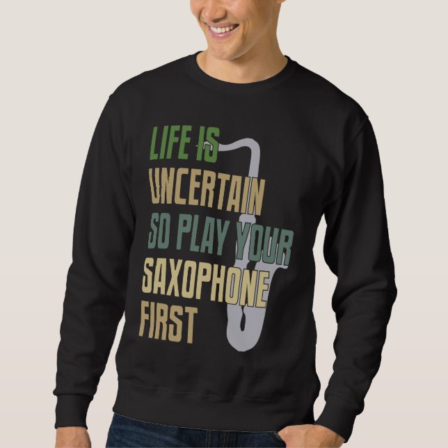 Sweatshirt Lecteur Saxophone Style rétro (Devant)