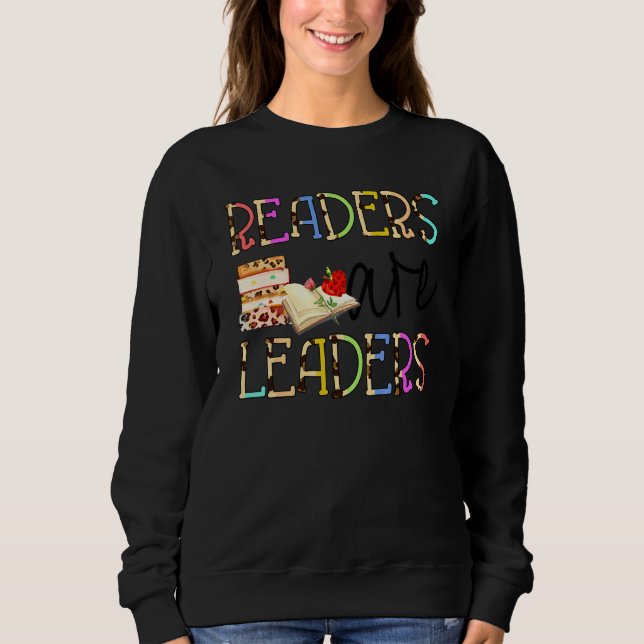 Sweatshirt Lecteurs Sont Leaders Boho Léopard Livre  Retour À (Devant)