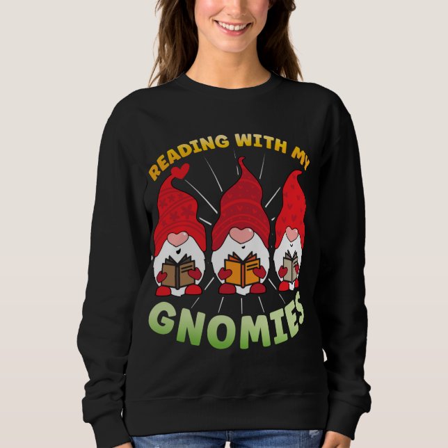 Sweatshirt Lecture Avec Mes Gnomes Drôle Gnome Livre Lecture  (Devant)