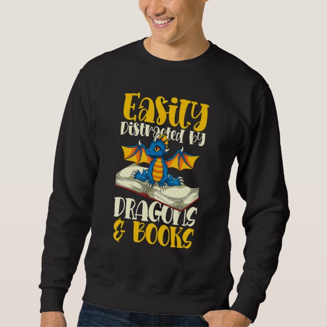 Sweatshirt Lecture de livre Imaginaire Dragon Bibliothécaire  (Devant)