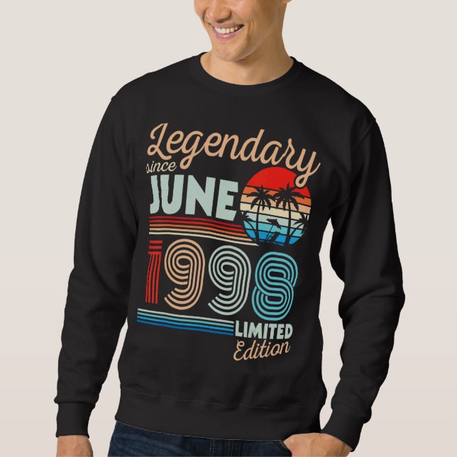 Sweatshirt Légendaire Juin 1998 Joyeux anniversaire 24 ans Lt (Devant)