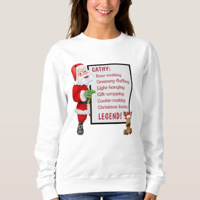 Sweatshirt Légende de Noël personnalisée des rennes de Père N (Devant)