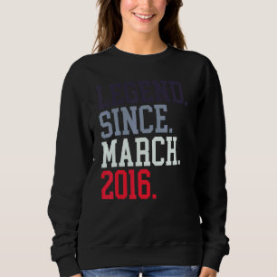 Sweatshirt Légende Depuis Mars 2016 Pour Hommes Femmes Mars 2