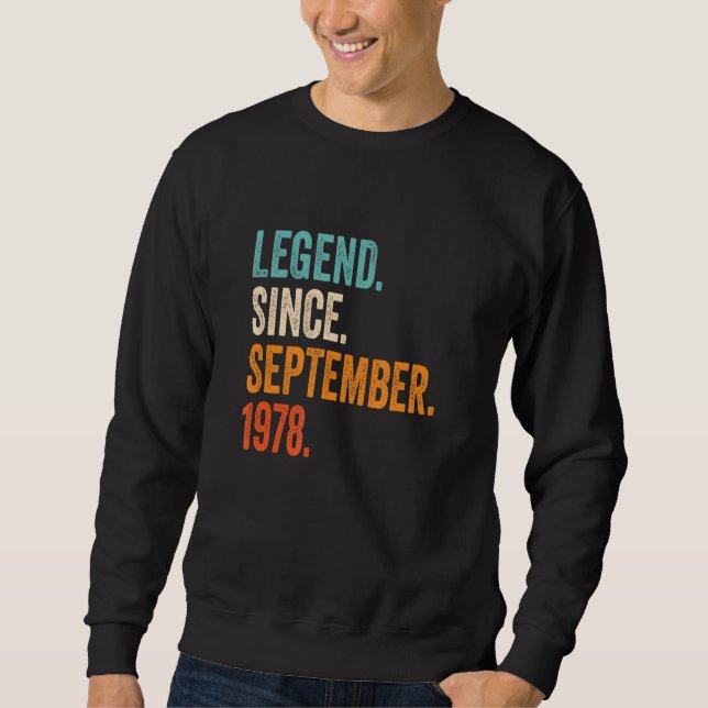 Sweatshirt Légende depuis septembre 1978 44e anniversaire (Devant)
