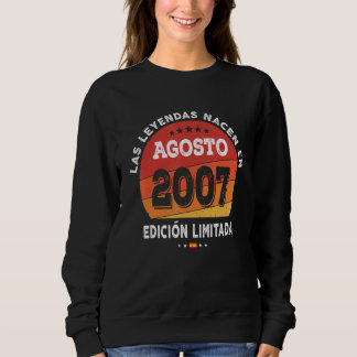 Sweatshirt Légendes Nées En Août 2007 15e Anniversaire 15 Ans