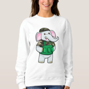 Sweatshirt L'éléphant comme soldat avec uniforme et casque