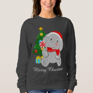 Sweatshirt L'éléphant de fête d'arbre de Noël ajoutent le