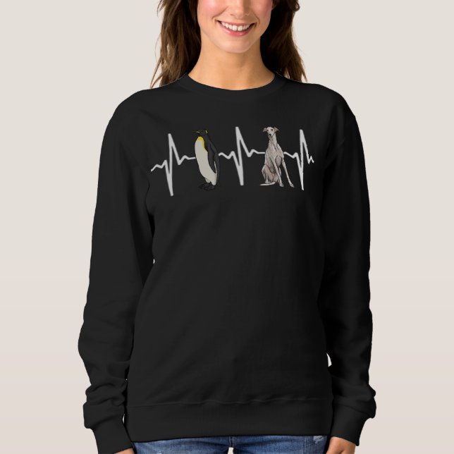 Sweatshirt L'empereur Penguin Greyhound Heartbeat Chien (Devant)
