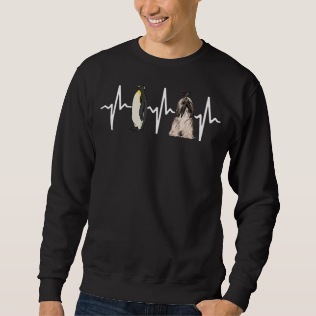 Sweatshirt L'empereur Penguin Lhasa Apsos Heartbeat Chien (Devant)