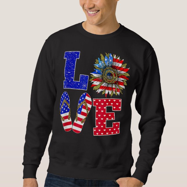 Sweatshirt Leopard 4 juillet Love Tournesol Patriotique Ameri (Devant)